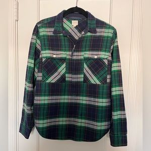 ❌SOLD J.Crew half zip pullover flannel shirt jacket